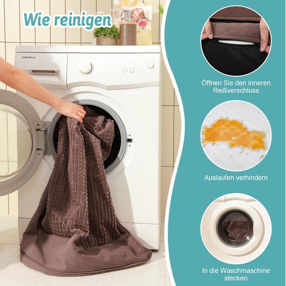 COZY KISS Orthopädisches Hundebett, 19cm Dicke Hundesofa für Mittelgroße Hunde, Abnehmbar und Waschbar Hundecouch, rutschfeste Unterseite, Wasserdichtes Innenfutter, Braun,76x51x19cm