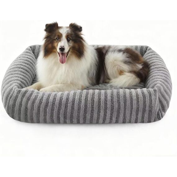 Pawk Hundebett große Hunde, XXL Hundebett Waschbar abnehmbar mit Erhöhte Ränder, rutschfeste Hundekorb mit bequemem Kaninchenwolle-Bezug, 91 x 69 x 20 cm