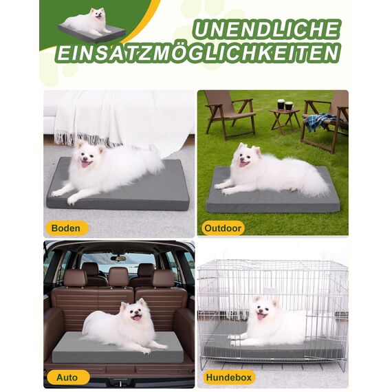 Favodormir Orthopädisches Hundebett Hunde 58x43cm,Abnehmbare Wassericht Kunstleder-Hülle Hundekissen Hundematratze für Hunde,Komfortable & Kühlende Für Innen- Und Außenbereich,Grau