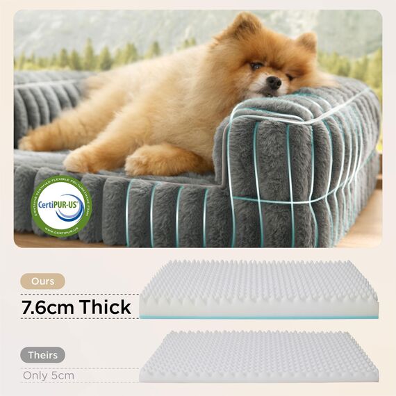BEDSURE orthopädisches Hundebett für mittelgroße Hunde - 76x51x16.5cm wasserdichtes Hundesofa mit Memory-Schaum & Eierkarton-Schaum, waschbarer und Abnehmbarer Cordbezug Hundecouch, grau