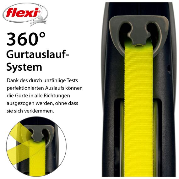flexi® Giant Professional L | 10m Gurt Roll-Leine für Hunde bis 50 kg | schwarz/neon-gelb | ausziehbare Hundeleine | Gewicht 861.1 gr | Maße 18 x 24 cm