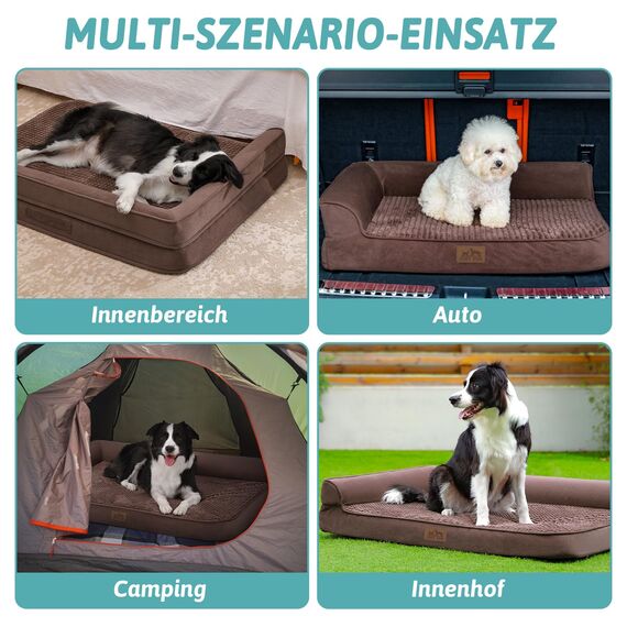 COZY KISS Orthopädisches Hundebett, 19cm Dicke Hundesofa für Mittelgroße Hunde, Abnehmbar und Waschbar Hundecouch, rutschfeste Unterseite, Wasserdichtes Innenfutter, Braun,76x51x19cm