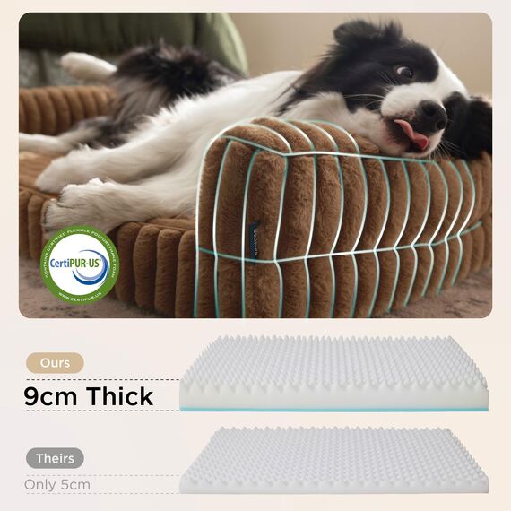 BEDSURE orthopädisches Hundebett Grosse Hunde - 106x76x18cm wasserdichtes Hundesofa mit Memory-Schaum & Eierkarton-Schaum, waschbarer und Abnehmbarer Cordbezug Hundecouch, Kamelbraun