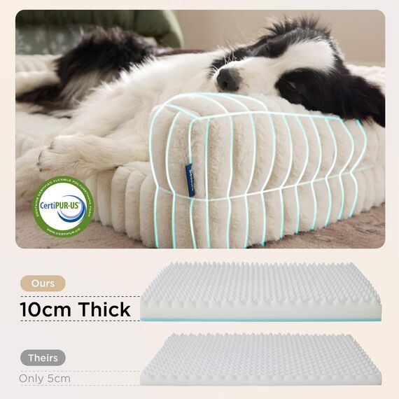 BEDSURE orthopädisches Hundebett Grosse Hunde - 122x89x20cm wasserdichtes Hundesofa mit Memory-Schaum & Eierkarton-Schaum, waschbarer und Abnehmbarer Cordbezug Hundecouch, Creme