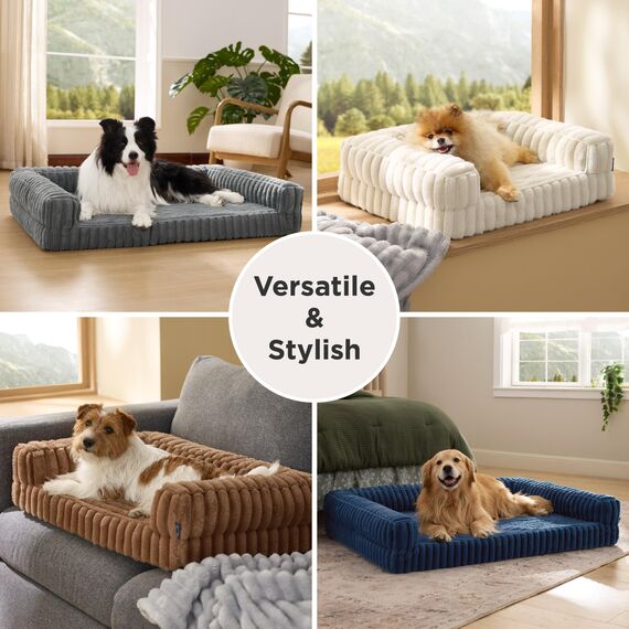 Bedsure ComfyFleece™ Orthopädische Hundebetten für extra große Hunde, wasserdichtes Memory-Schaum-XL-Haustierbett mit Seiten, rutschfest und Eierkisten-Schaum, Big Dog Couch Sofa mit waschbarem