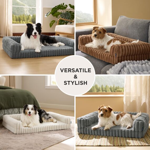 BEDSURE orthopädisches Hundebett für mittelgroße Hunde - 76x51x16.5cm wasserdichtes Hundesofa mit Memory-Schaum & Eierkarton-Schaum, waschbarer und Abnehmbarer Cordbezug Hundecouch, Kamelbraun