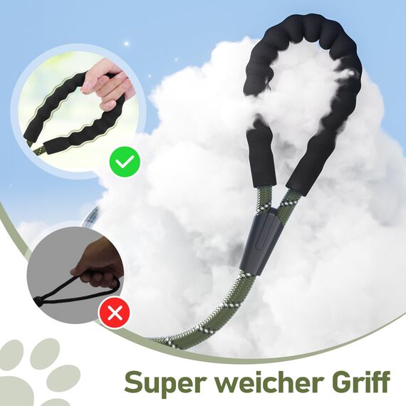 X XBEN Schleppleine, 3M 5M 6M 9M 10M 15M 20M 25M 30M Starke Hundeleine mit Bequemen Gepolsterter Griff, Trainingsleine Laufleine für Welpen Kleine Mittlere Große Hunde,Abschließbarer Karabine