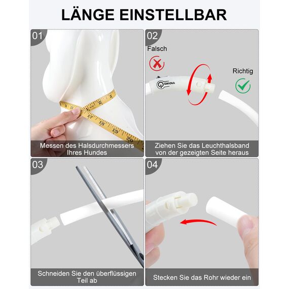 Joytale Leuchthalsband Hund USB Aufladbar Hundehalsband Leuchtend für Große Mittel Kleine Hunde und Welpe, Led Halsband mit 3 Modi für Sicherheit, Weiß
