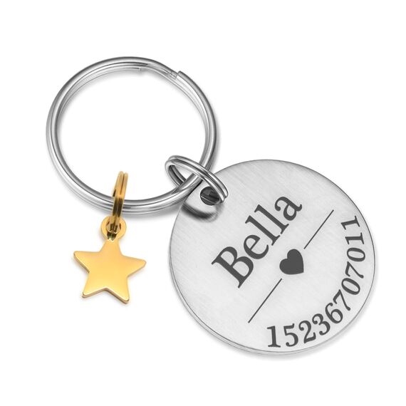 TMT Hundemarke mit Gravur Edelstahl-Hunde-Anhänger | wetterfest, matte Oberfläche | Roségold, Gold, Silber | Hundehalsband mit Namen und Telefonnummer, Hundemarke personalisiert mit Symbolen