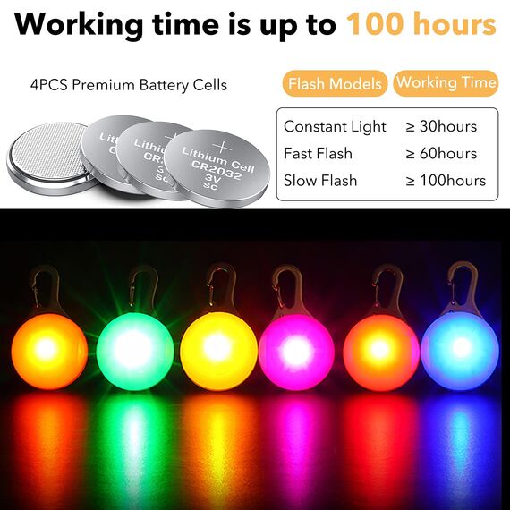 Homeet 6 Stück Hunde Sicherheits Blinklicht Clip-On LED Leuchtanhänger Haustier Leuchthalsband mit 3 Blinkmodis Sicherheitslicht für Hund Sicherheit