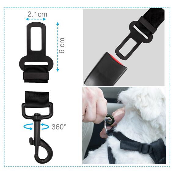 EASERIA Hundegurt fürs Auto, Premium Hunde Anschnallgurt, Elastische Hund Sicherheitsgurt mit Rückdämpfung, Verstellbare Länge 54-72- 90cm, für Kleine und Mittlere Hunde und Alle Autotypen, Schwarz