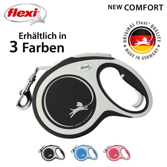 flexi® Comfort L Gurt 8 m schwarz, Roll-Leine für Hunde bis 50 kg