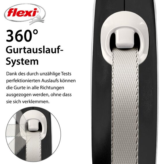flexi® Comfort L Gurt 8 m schwarz, Roll-Leine für Hunde bis 50 kg