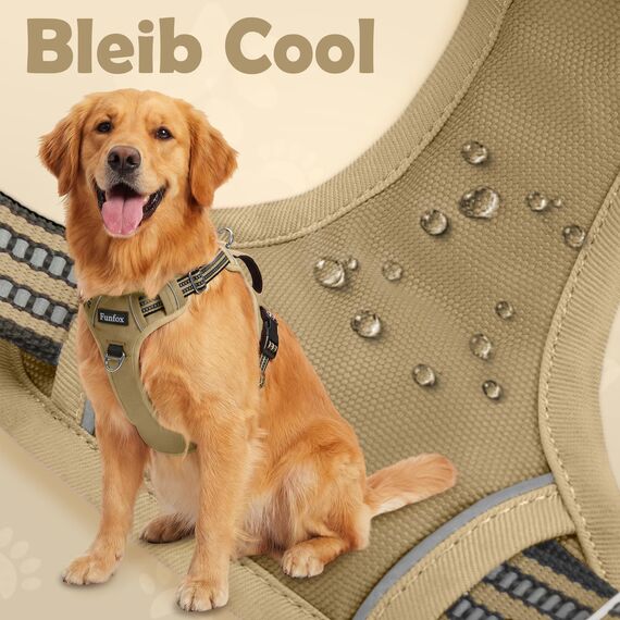 Funfox Hundegeschirr Kleine Hunde - Anti Zug Welpengeschirr mit Griff & Ringreflektoren, Atmungsaktives Verstellbares No Pull Brustgeschirr für Kleine Mittelgroße Hunde Outdoor Braun S