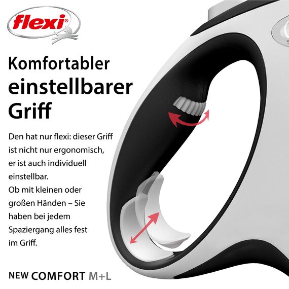 flexi® Comfort L Gurt 8 m schwarz, Roll-Leine für Hunde bis 50 kg