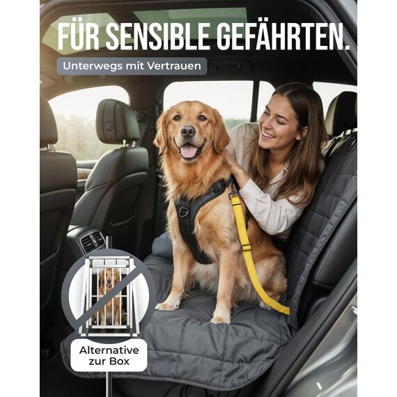 ZAUBERPFOTE Hundegurt 'Argo‘ fürs Auto – Verstellbarer Sicherheitsgurt mit Rückdämpfung & ISOFIX Anschluss – Anschnallgurt für alle Hunderassen (Gelb, Gr. L)