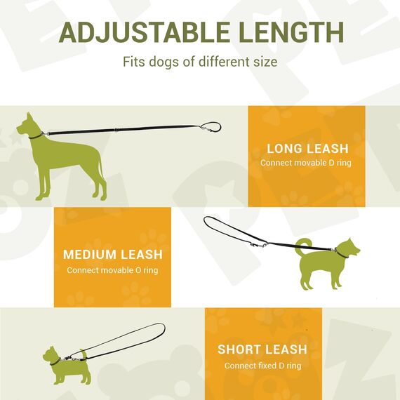 Hundeleine für Kleine & Mittelgroße Hunde bis 30 kg, 3 m Verstellbare Schleppleine Doppelleine, Verdickte Freihandleine Übungsleine Führleine aus Nylon mit 2 Karabiner, Schwarz