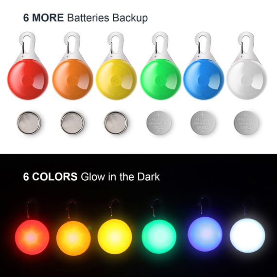 Leuchtanhänger Hund 6er, LED Blinklicht Anhänger für Hundehalsband, Hunde Leuchthalsband, Hundelicht für Hunde Geschirre, Halsband & Leinen, Blinklicht Schulranzen Licht Kinder, Leuchtband 3 Blinkmodi