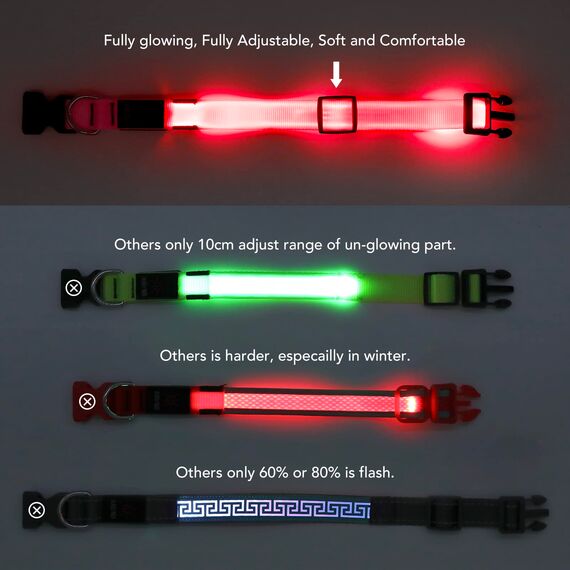 KOSKILL Leuchthalsband Hund Wiederaufladbare USB LED Hundehalsband Wasserdichtes Leuchtendes Hunde Halsband Einstellbare Super Helle für Kleine Mittlere Große Hunde (Rosa, M)