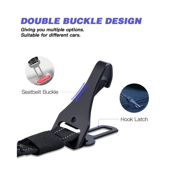 AUBELL Anschnallgurt Hund Auto,Einstellbar Haustier Auto sicherheitsgurt für Hunde, Bungee Hunde Anschnallgurt Geschirr Tether mit Clip Haken-Verschluss & Schnalle, Swivel Karabiner,Schwarz