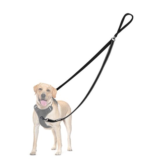 PetBonus No Pull Anti-Zieh Hundeleine, Keine Verwicklung Doppelleine für Anti-Zug Geschirr, Reflektierend Hundeleine zum Trainieren und Gassi gehen für große mittlere Hunde (Schwarz)