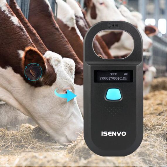 ISENVO Haustier ID Lesegerät, Haustier ID Pet Scanner, Wiederaufladbarer, RFID Mikrochip-Leser 134,2 kHz 125 kHz, Liest Haustierchips in FDX-B (ISO11784/11785) und EMID-Mikrochips, 15 Ziffern