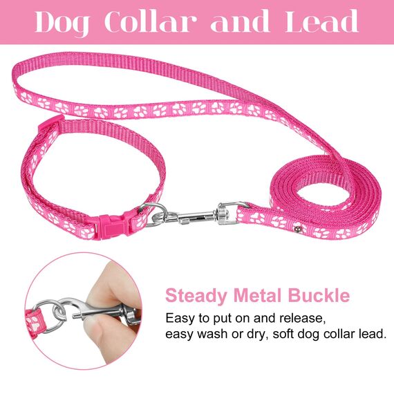tonyg-p 2 Stück Welpenhalsbänder mit Leine Set, Hundehalsband und Leine Verstellbares Hundehalsband Weich Nylon Haustier Halsband für Welpen Kleine Mittlere Hunde