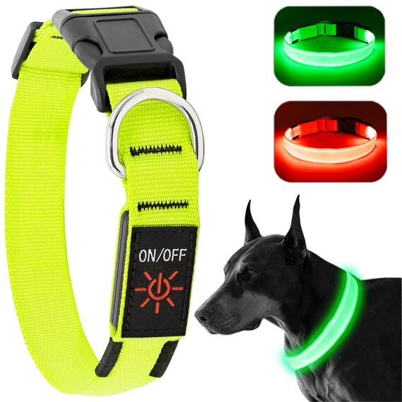 KOSKILL Leuchthalsband Hund Wiederaufladbare USB LED Hundehalsband Wasserdichtes Leuchtendes Hunde Halsband Einstellbare Super Helle für Kleine Mittlere Große Hunde (Grün, M)