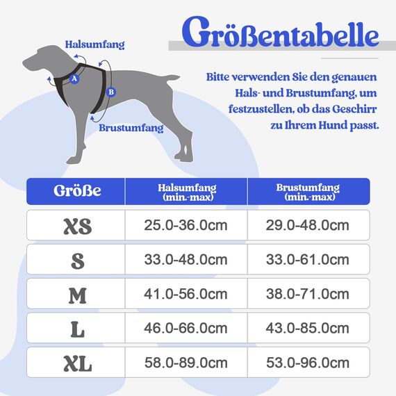 rabbitgoo Hundegeschirr Mittelgroße Hunde Anti Zug Geschirr Hund mit Kontrolle No Pull Verstellbar Hundegeschirr Grosse Hunde Atmungsaktiv Reflexstreifen Brustgeschirr Hund Sichere Führung Blau M