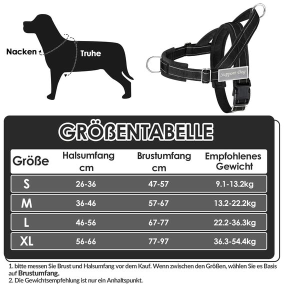 Eyein Hundegeschirr mit Leine für große mittelgroße Hunde, Weich gepolsterter Brustgeschirr mit 2 Leinenclips, Reflektierend & Leichtgewicht Anti Zug Geschirr für Spaziergänge Training, Schwarz, L