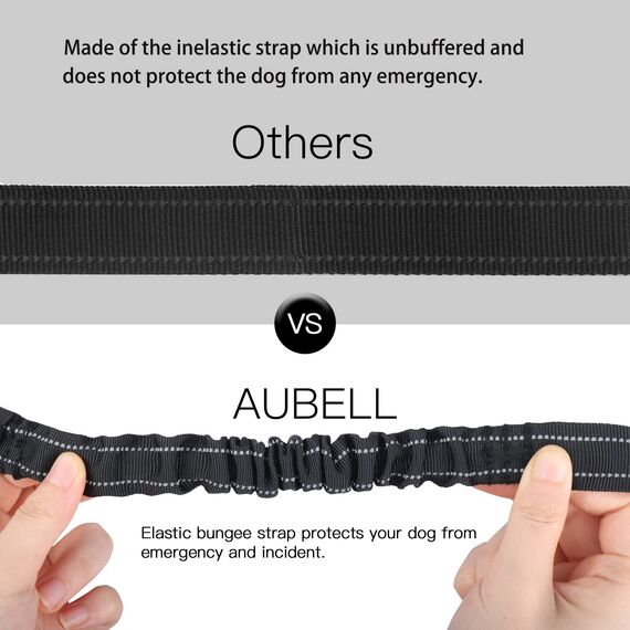 AUBELL Anschnallgurt Hund Auto,Einstellbar Haustier Auto sicherheitsgurt für Hunde, Bungee Hunde Anschnallgurt Geschirr Tether mit Clip Haken-Verschluss & Schnalle, Swivel Karabiner,Schwarz