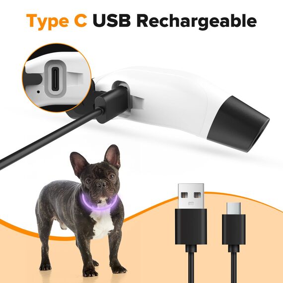 PcEoTllar Leuchthalsband Hund Aufladbar mit 7 Farben, Leuchthalsband für Kleine und Große Hunde, 9 Beleuchtungsmodi Hundehalsband Leuchtend Zerlegbar mit 70cm, LED Halsband für Hunde