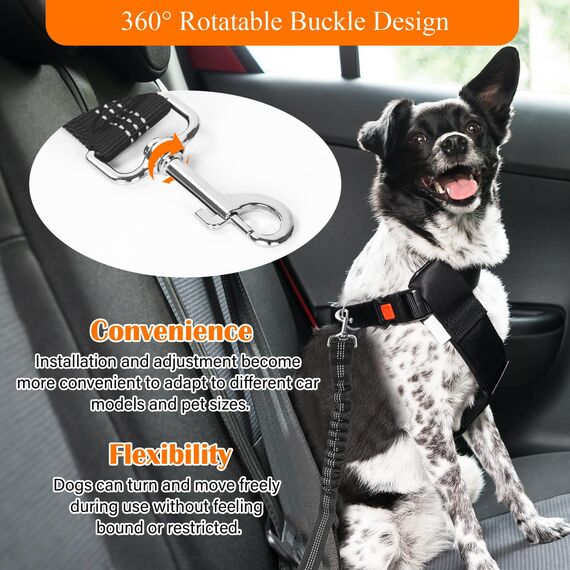 DATEFUN Hunde Anschnallgurt Auto Verstellbarer - 2 Stück Sicherheitsgurt Hunde mit Rückdämpfung und Aufbewahrungstasche für Alle Hunderassen & Autotypen (50-88cm)