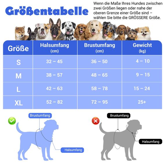 Funfox Hundegeschirr Grosse Hunde [XL] - Verstellbares Anti-Zug Brustgeschirr mit Griff & Reflektorstreifen, Atmungsaktives No Pull Hundegeschirr für Grosse/Mittelgroße Hunde Outdoor Blau