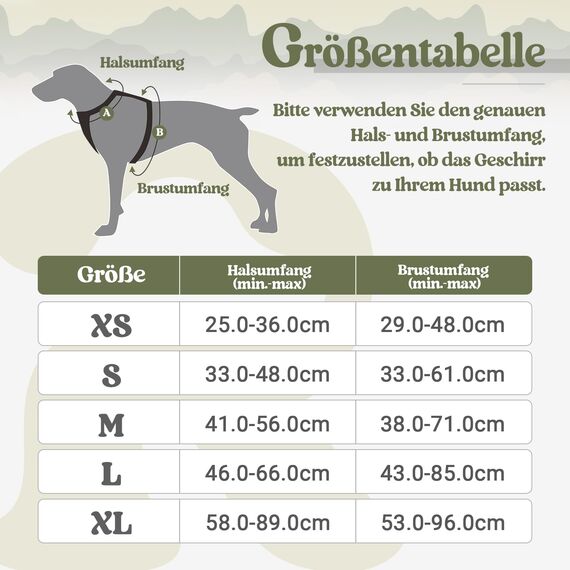 rabbitgoo Hundegeschirr Mittelgroße Hunde, Anti Zug Geschirr mit Kontrolle, No Pull Verstellbar Hundegeschirr Grosse Hunde, Atmungsaktiv Reflexstreifen Brustgeschirr Sichere，Camouflage Grün，M