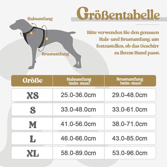 rabbitgoo Hundegeschirr Kleine Hunde, Anti Zug Geschirr mit Kontrolle, No Pull Verstellbar Hundegeschirr Grosse Hunde, Atmungsaktiv Reflexstreifen Brustgeschirr Sichere Führung Kaki XS