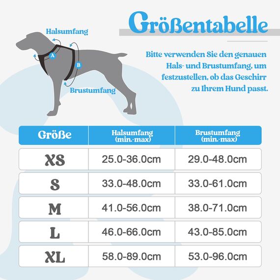 rabbitgoo Hundegeschirr Kleine Hunde, Anti Zug Geschirr mit Kontrolle, No Pull Verstellbar Hundegeschirr Grosse Hunde, Atmungsaktiv Reflexstreifen Brustgeschirr Sichere Führung Hellblau XS