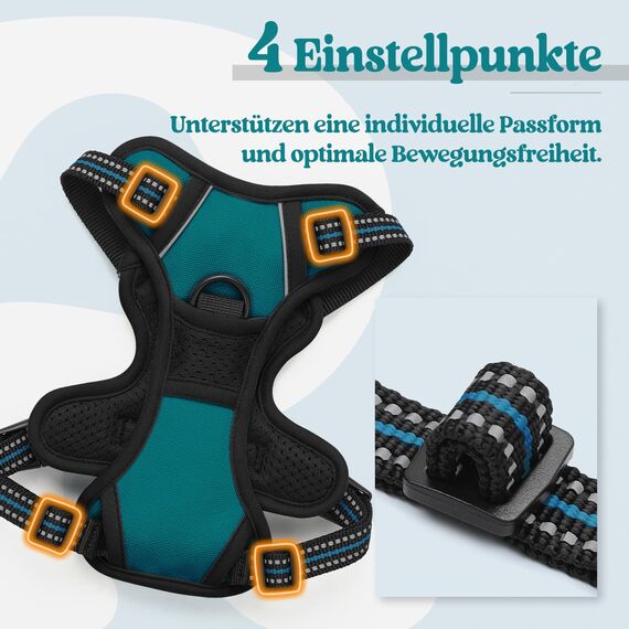 rabbitgoo Hundegeschirr Kleine Hunde, Anti Zug Geschirr mit Kontrolle, No Pull Verstellbar Hundegeschirr Grosse Hunde, Atmungsaktiv Reflexstreifen Brustgeschirr Sichere Führung Dunkelgrün XS
