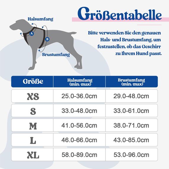 rabbitgoo Hundegeschirr Mittelgroße Hunde, Anti Zug Geschirr mit Kontrolle, No Pull Verstellbar Hundegeschirr Grosse Hunde, Atmungsaktiv Reflexstreifen Brustgeschirr Sichere Führung,Blau & Rosarot,XS