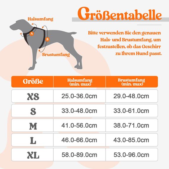 rabbitgoo Hundegeschirr Mittelgroße Hunde Anti Zug Geschirr Hund mit Kontrolle No Pull Verstellbar Hundegeschirr Grosse Hunde Atmungsaktiv Reflexstreifen Brustgeschirr Hund Sichere Führung Orange M