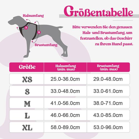 rabbitgoo Hundegeschirr Grosse Hunde, Anti Zug Geschirr mit Kontrolle, No Pull Verstellbar Hundegeschirr Mittelgroße Hunde, Atmungsaktiv Reflexstreifen Brustgeschirr Sichere Führung, Rosarot, L