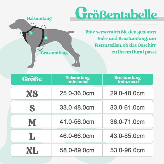rabbitgoo Hundegeschirr Mittelgroße Hunde, Anti Zug Geschirr mit Kontrolle, No Pull Verstellbar Hundegeschirr Grosse Hunde, Atmungsaktiv Reflexstreifen Brustgeschirr Sichere Führung Grün M