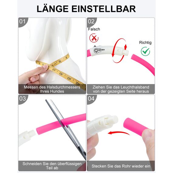 Joytale Leuchthalsband Hund USB Aufladbar Hundehalsband Leuchtend für Große Mittel Kleine Hunde und Welpe, Led Halsband mit 3 Modi für Sicherheit, Rosa