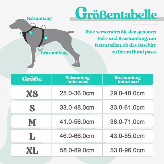 rabbitgoo Hundegeschirr Grosse Hunde, Anti Zug Geschirr mit Kontrolle, No Pull Verstellbar Hundegeschirr Mittelgroße Hunde, Atmungsaktiv Reflexstreifen Brustgeschirr Sichere Führung, Schwarz & Grün, L