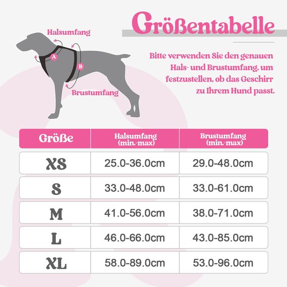 rabbitgoo Hundegeschirr Mittelgroße Hunde, Anti Zug Geschirr mit Kontrolle, No Pull Verstellbar Hundegeschirr Grosse Hunde, Atmungsaktiv Reflexstreifen Brustgeschirr Sichere，Schwarz & Rosarot，M