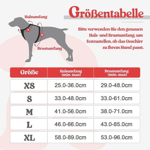 rabbitgoo Hundegeschirr Kleine Hunde, Anti Zug Geschirr mit Kontrolle, No Pull Verstellbar Hundegeschirr Grosse Hunde, Atmungsaktiv Reflexstreifen Brustgeschirr Sichere Führung Schwarz+Rot XS