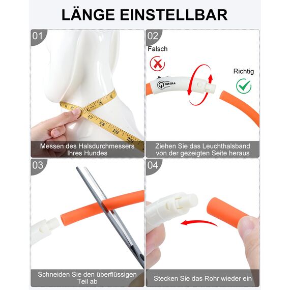 Joytale Leuchthalsband Hund USB Aufladbar Hundehalsband Leuchtend für Große Mittel Kleine Hunde und Welpe, Led Halsband mit 3 Modi für Sicherheit, Orange