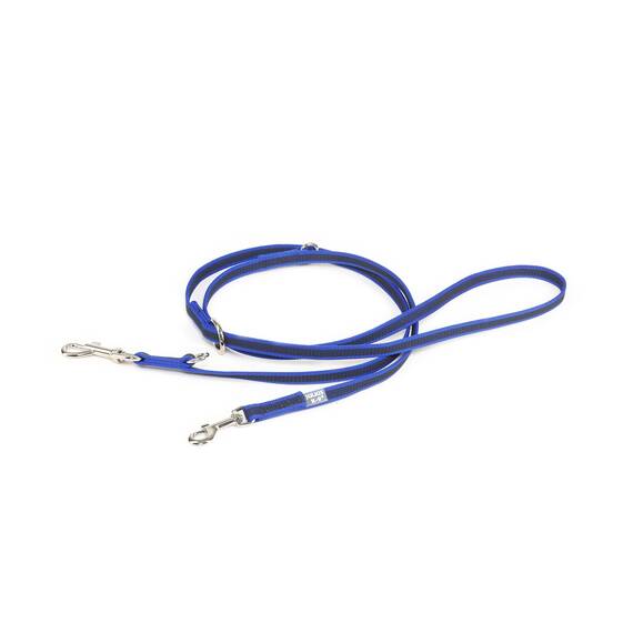 IDC Color & Gray verstellbare Leine mit Doppelkarabiner, 14 mm x 2,2 m, Blau-Grau