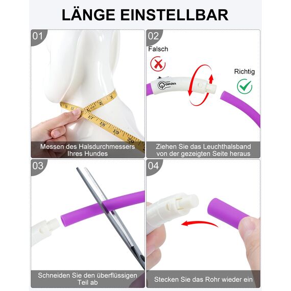Joytale Leuchthalsband Hund USB Aufladbar Hundehalsband Leuchtend für Große Mittel Kleine Hunde und Welpe, Led Halsband mit 3 Modi für Sicherheit, Lila