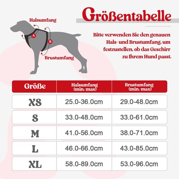 rabbitgoo Hundegeschirr Kleine Hunde, Anti Zug Geschirr mit Kontrolle, No Pull Verstellbar Hundegeschirr Grosse Hunde, Atmungsaktiv Reflexstreifen Brustgeschirr Sichere Führung Rot XS